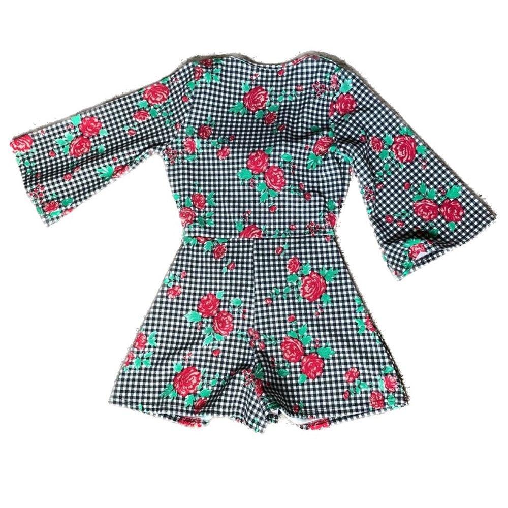 Gingham Floral Romper - Picture 3 of 8